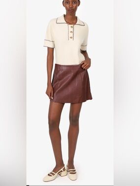 Alexander Wang burgundy 100% lambskin leather mini skirt.